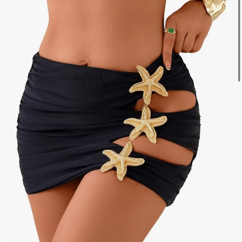 Black Mini Skirt with Starfish Accents